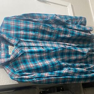 St. John's Bay Blue and Pink Plaid Shirt